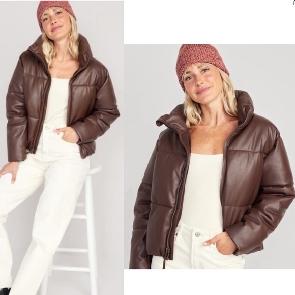 Old Navy Faux Leather Women's
Brown Puffer Jacket NWT SM CHOCOLATE SOFT cropped - Picture 14 of 15
